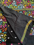 Black floral Kantha Silk Saree from Bengal